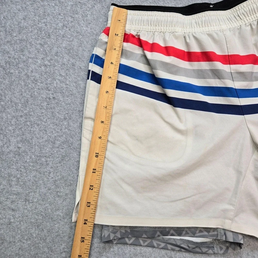 Chubbies Shorts Mens M Multicolor Stripe Drawstring Elastic Waist Athletic Liner